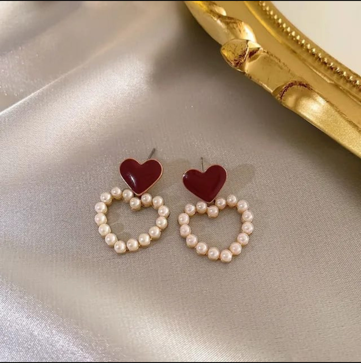 Red heart shape earrings