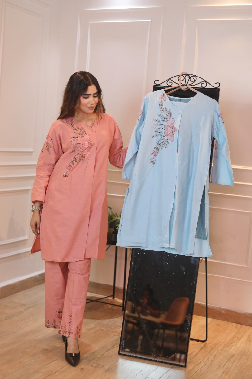 Blush Petal Embroidered Set